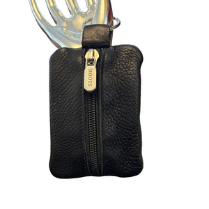 Roots Black Textured Leather Wallet Pouch